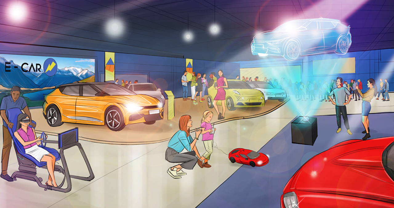 rough evenementiel salon automobile hologramme voiture telecommandee simulateur realite virtuelle