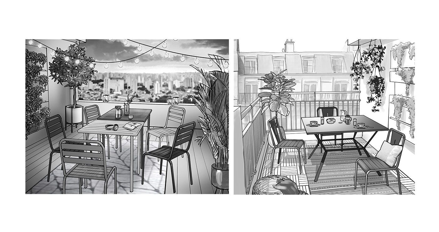 Aurelien Boudault story illustration rough board animation paper art mobilier jardin urbain 1